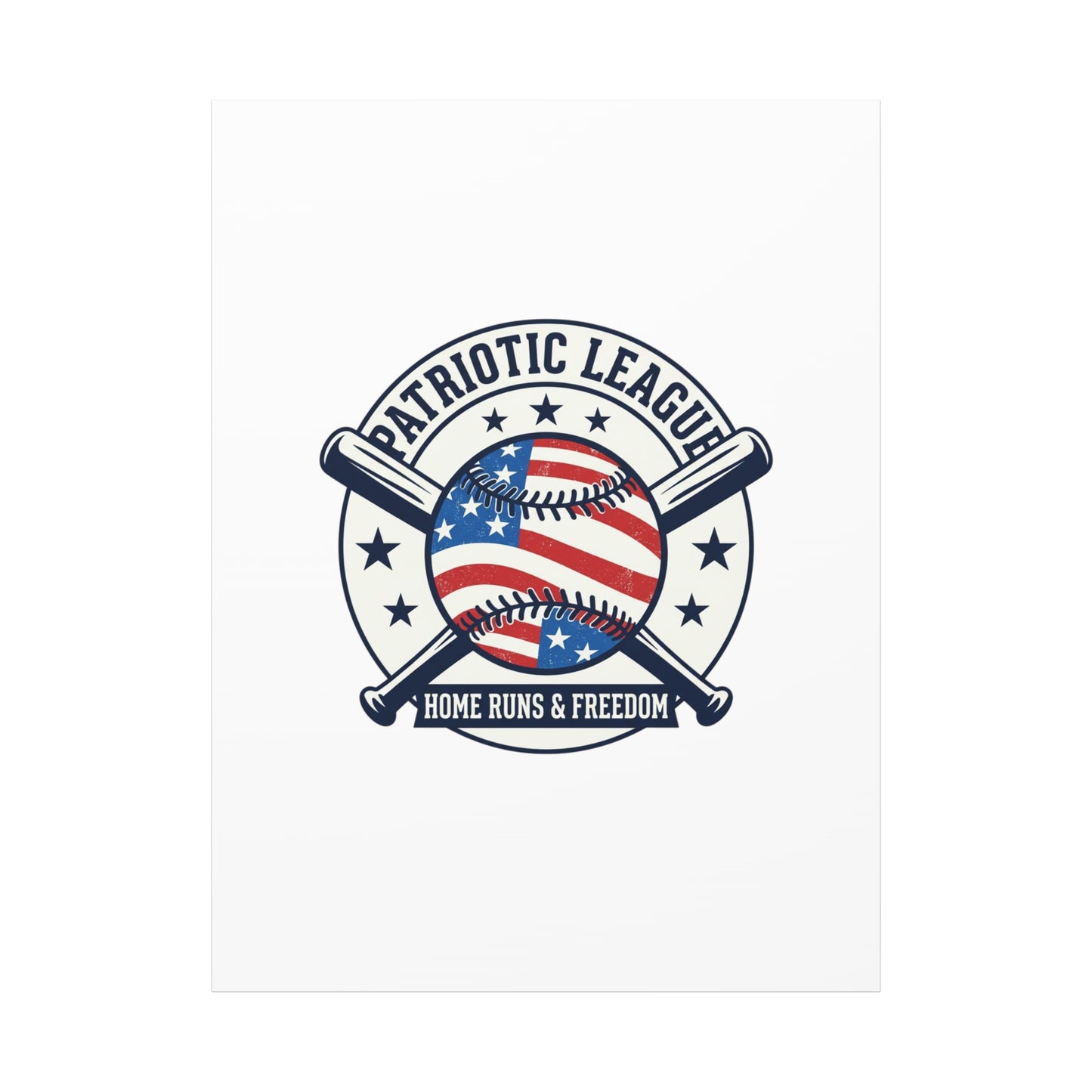 Patriotic Baseball Emblem Canvas | Vintage Red White Blue Baseball Wall Art
