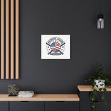 Patriotic Baseball Emblem Canvas | Vintage Red White Blue Baseball Wall Art