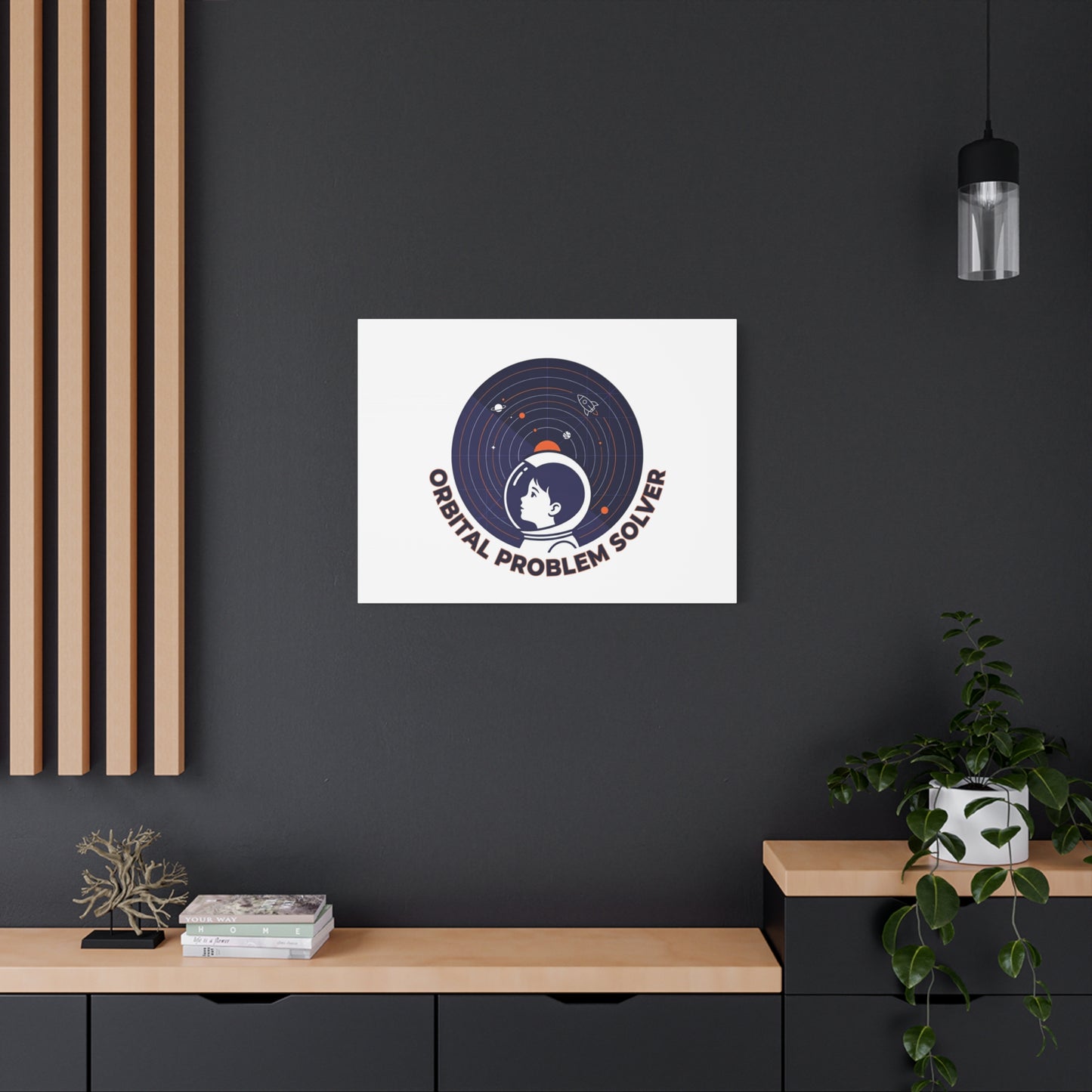 Orbital Problem Solver Canvas | space mission patch, astronaut art, cosmic science