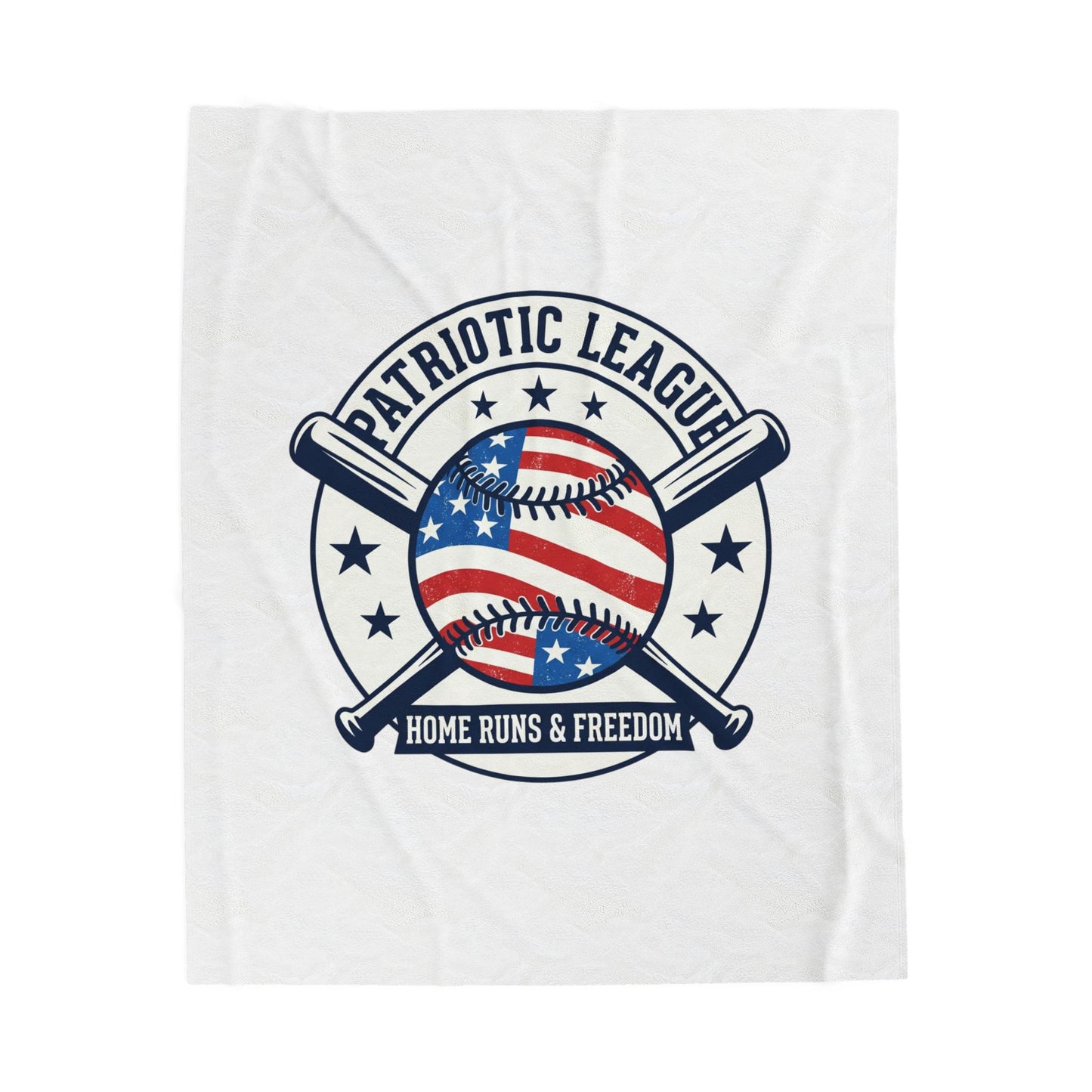 Patriotic Baseball Emblem Blanket | Red White Blue, Vintage Ballpark Graphic