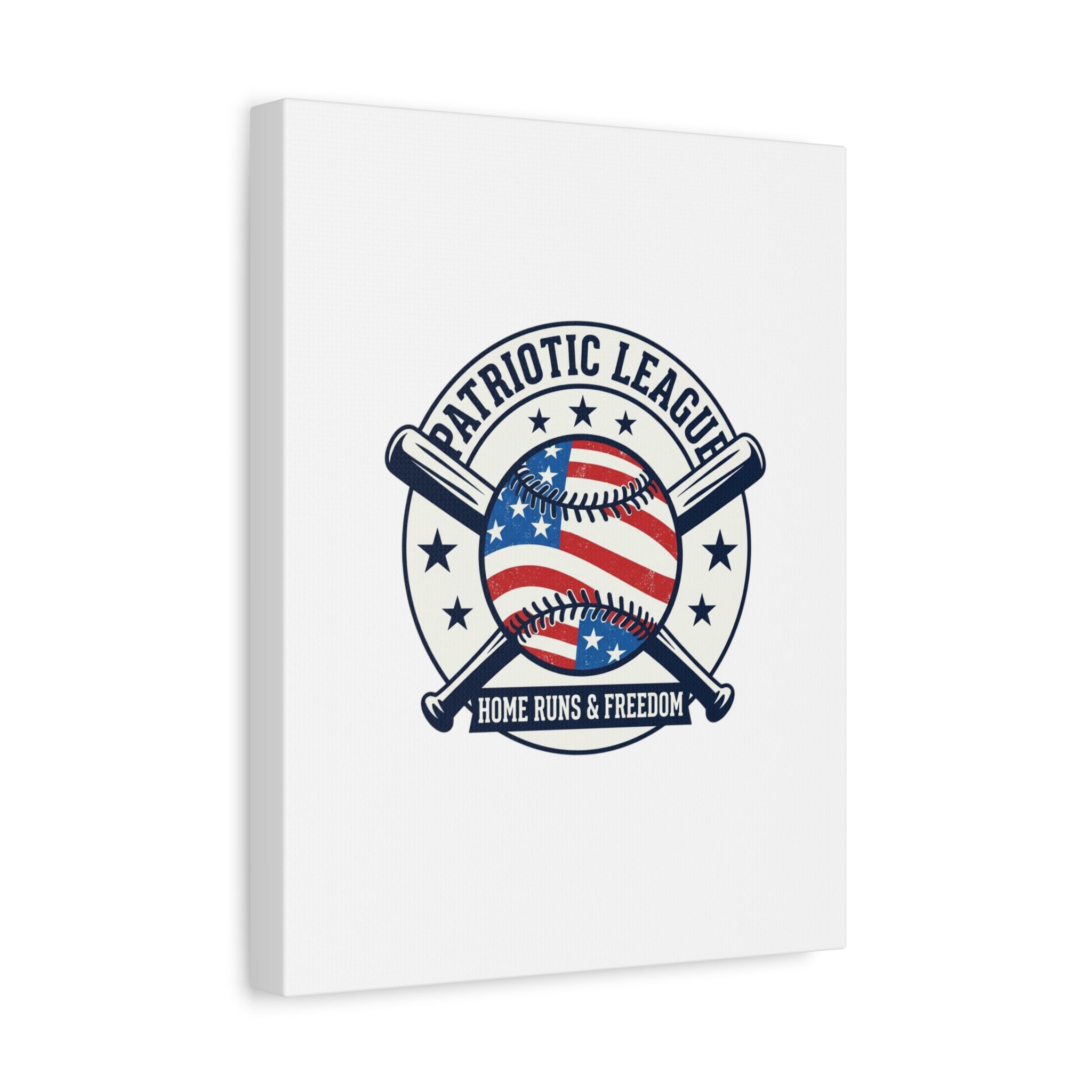 Patriotic Baseball Emblem Canvas | Vintage Red White Blue Baseball Wall Art