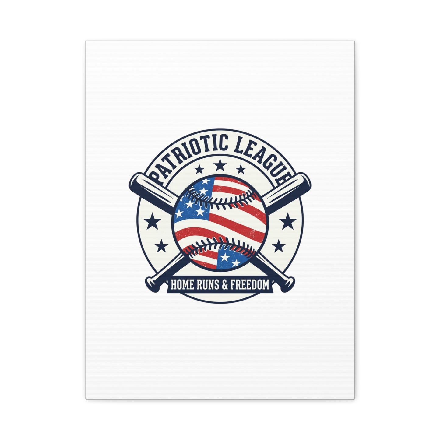 Patriotic Baseball Emblem Canvas | Vintage Red White Blue Baseball Wall Art