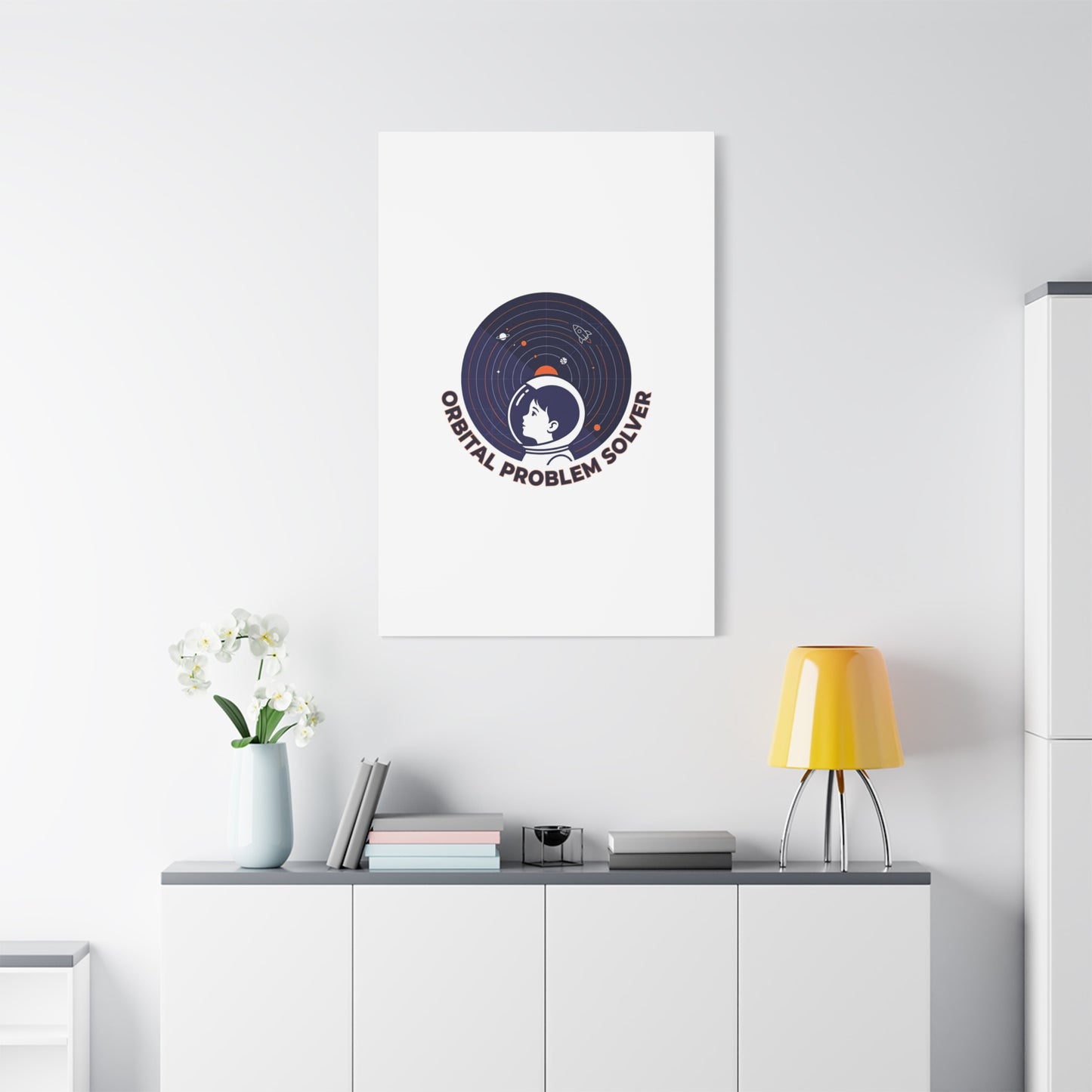 Orbital Problem Solver Canvas | space mission patch, astronaut art, cosmic science