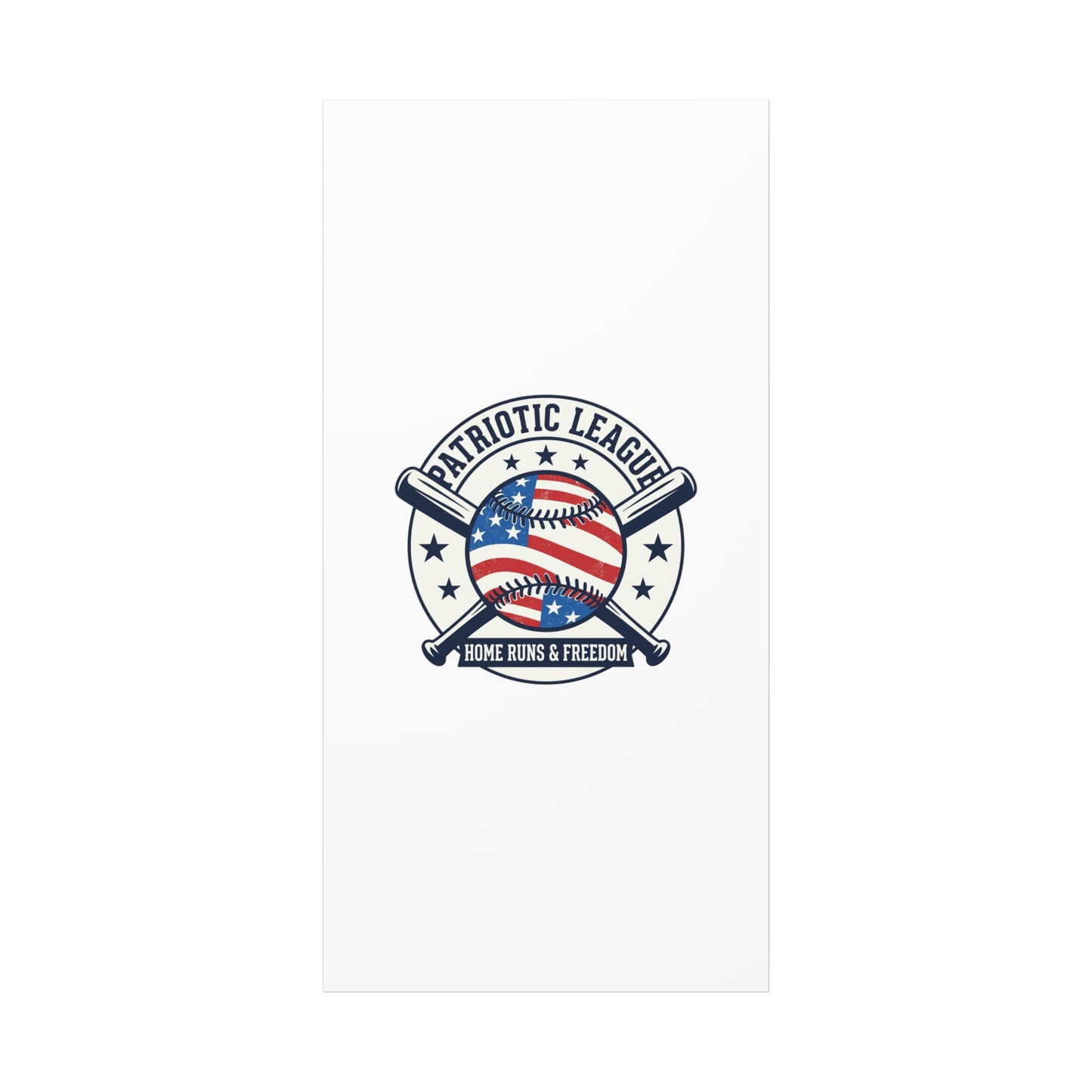 Patriotic Baseball Emblem Canvas | Vintage Red White Blue Baseball Wall Art