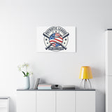 Patriotic Baseball Emblem Canvas | Vintage Red White Blue Baseball Wall Art