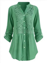Women's Solid Color Casual Loose V-neck Shirt