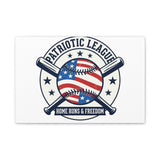 Patriotic Baseball Emblem Canvas | Vintage Red White Blue Baseball Wall Art