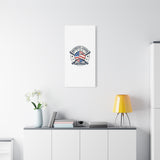 Patriotic Baseball Emblem Canvas | Vintage Red White Blue Baseball Wall Art