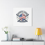 Patriotic Baseball Emblem Canvas | Vintage Red White Blue Baseball Wall Art