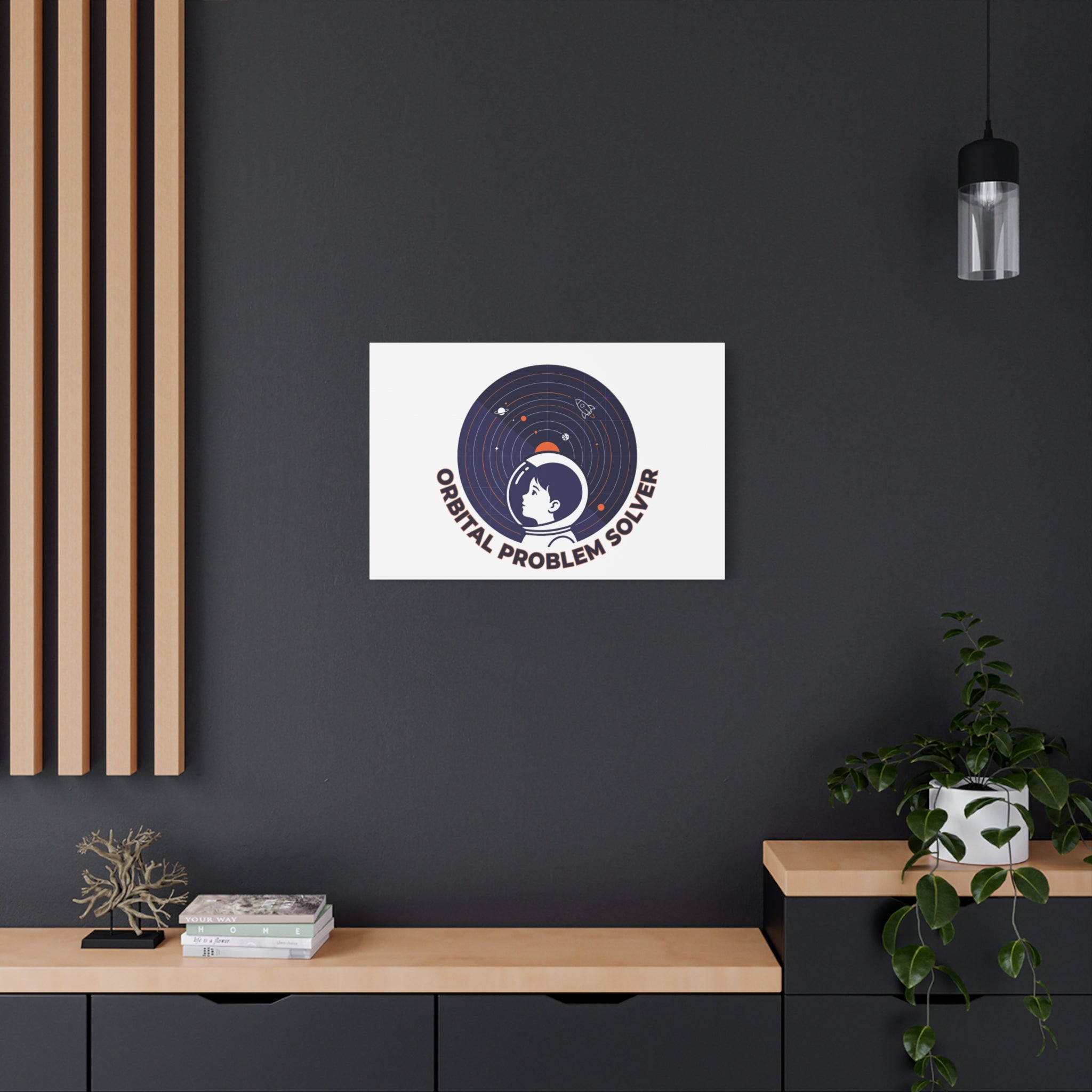 Orbital Problem Solver Canvas | space mission patch, astronaut art, cosmic science