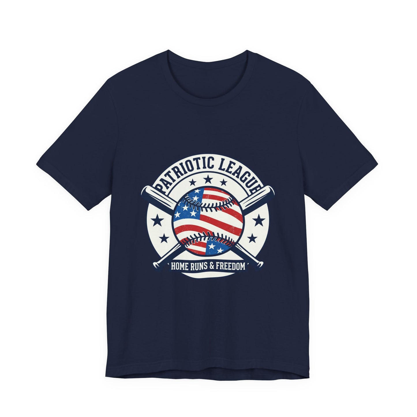 Patriotic Baseball Graphic Tee | Vintage Red White Blue Home Run Shirt