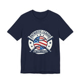 Patriotic Baseball Graphic Tee | Vintage Red White Blue Home Run Shirt