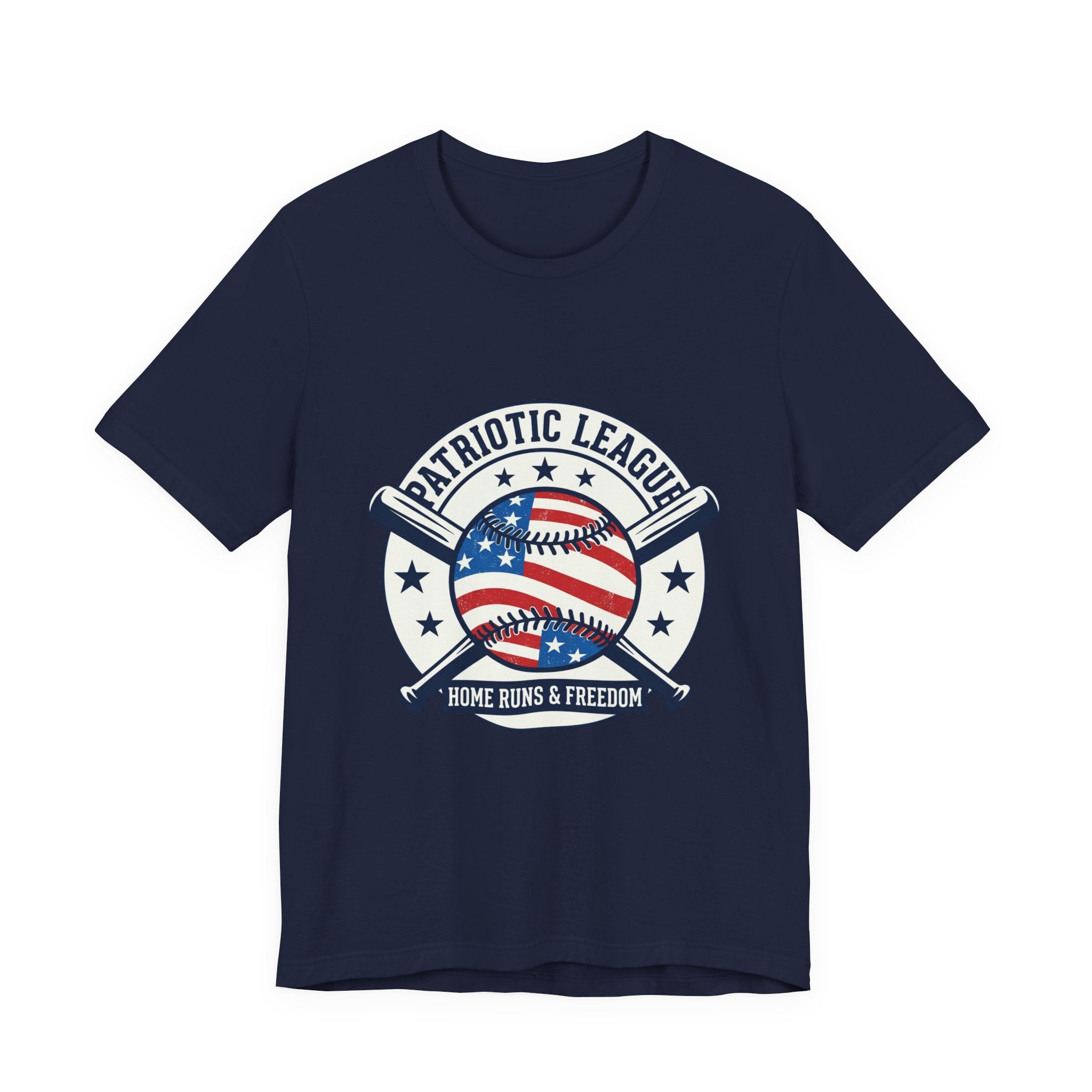 Patriotic Baseball Graphic Tee | Vintage Red White Blue Home Run Shirt