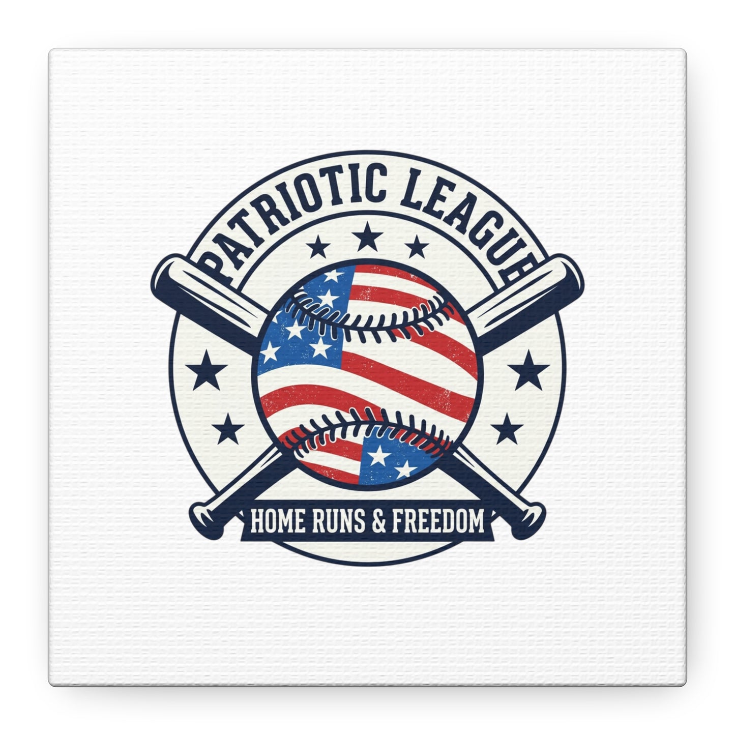 Patriotic Baseball Emblem Canvas | Vintage Red White Blue Baseball Wall Art