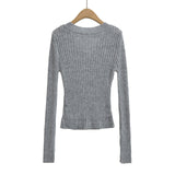 V-neck long sleeved elastic slim fit headband top