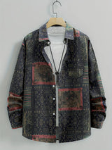 Mens Long-sleeve Striped Printed Shirt