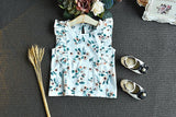 Fashion Casual Lace Print Top Loose Solid Color Shorts Two-Piece Suit
