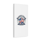 Patriotic Baseball Emblem Canvas | Vintage Red White Blue Baseball Wall Art