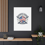 Patriotic Baseball Emblem Canvas | Vintage Red White Blue Baseball Wall Art