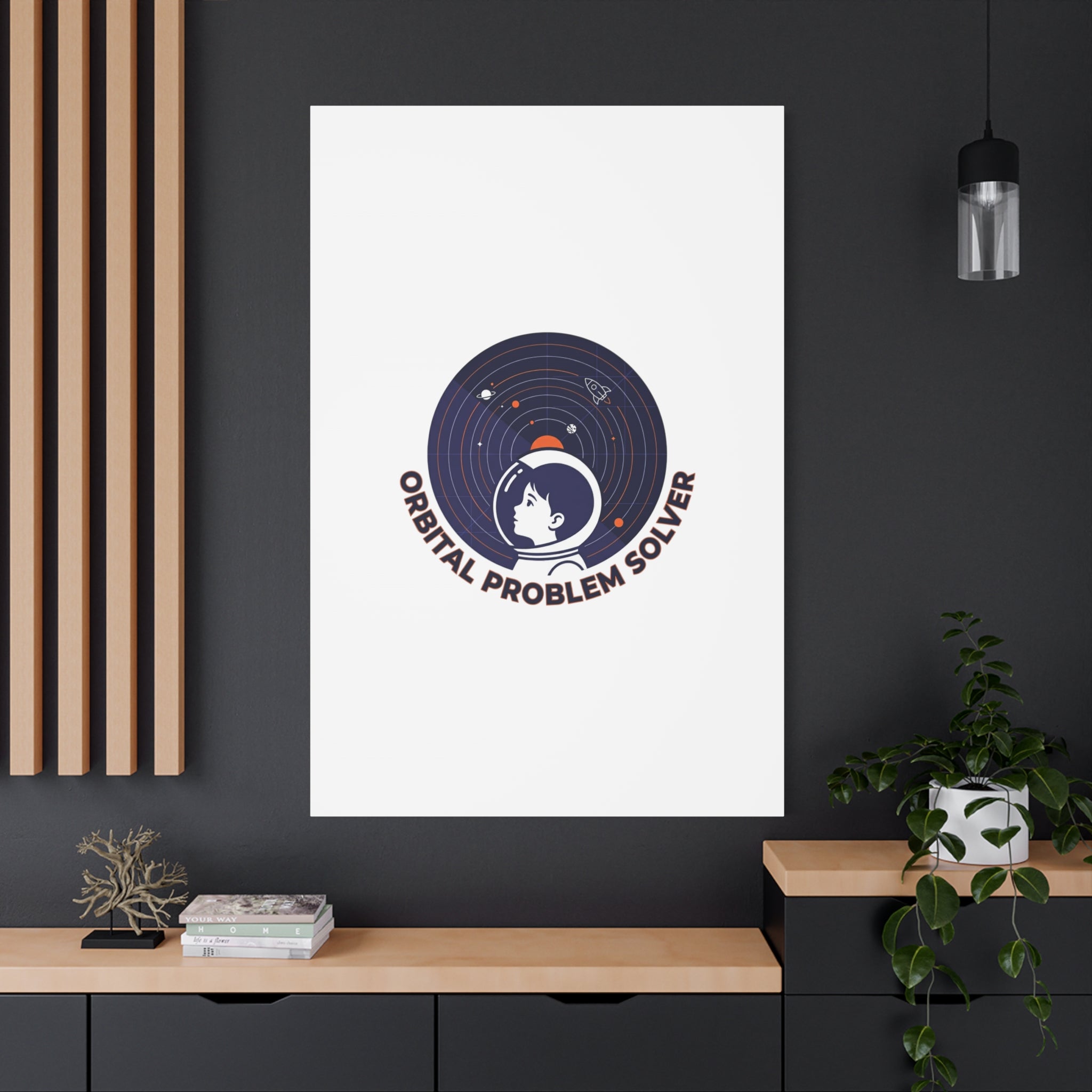 Orbital Problem Solver Canvas | space mission patch, astronaut art, cosmic science