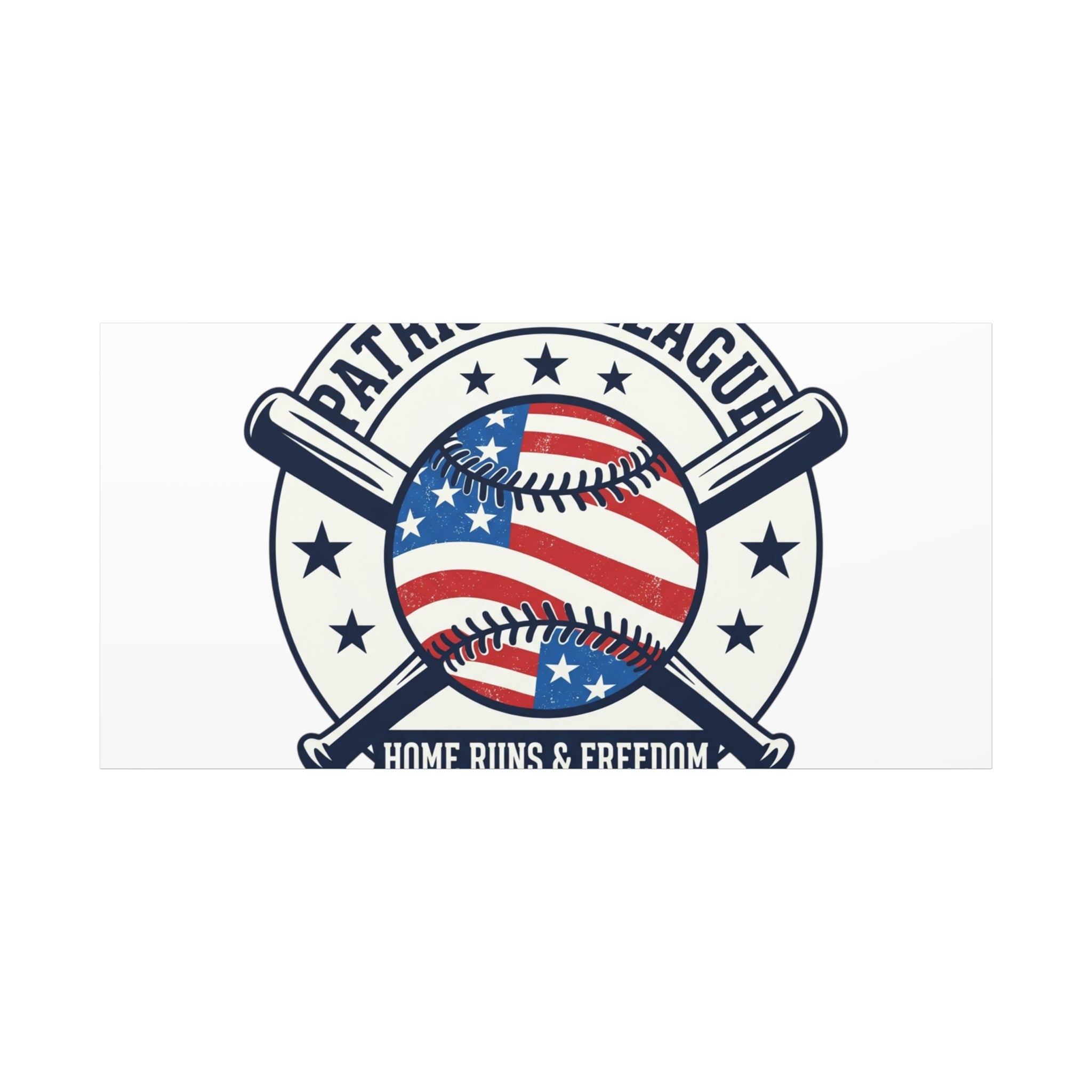 Patriotic Baseball Emblem Canvas | Vintage Red White Blue Baseball Wall Art