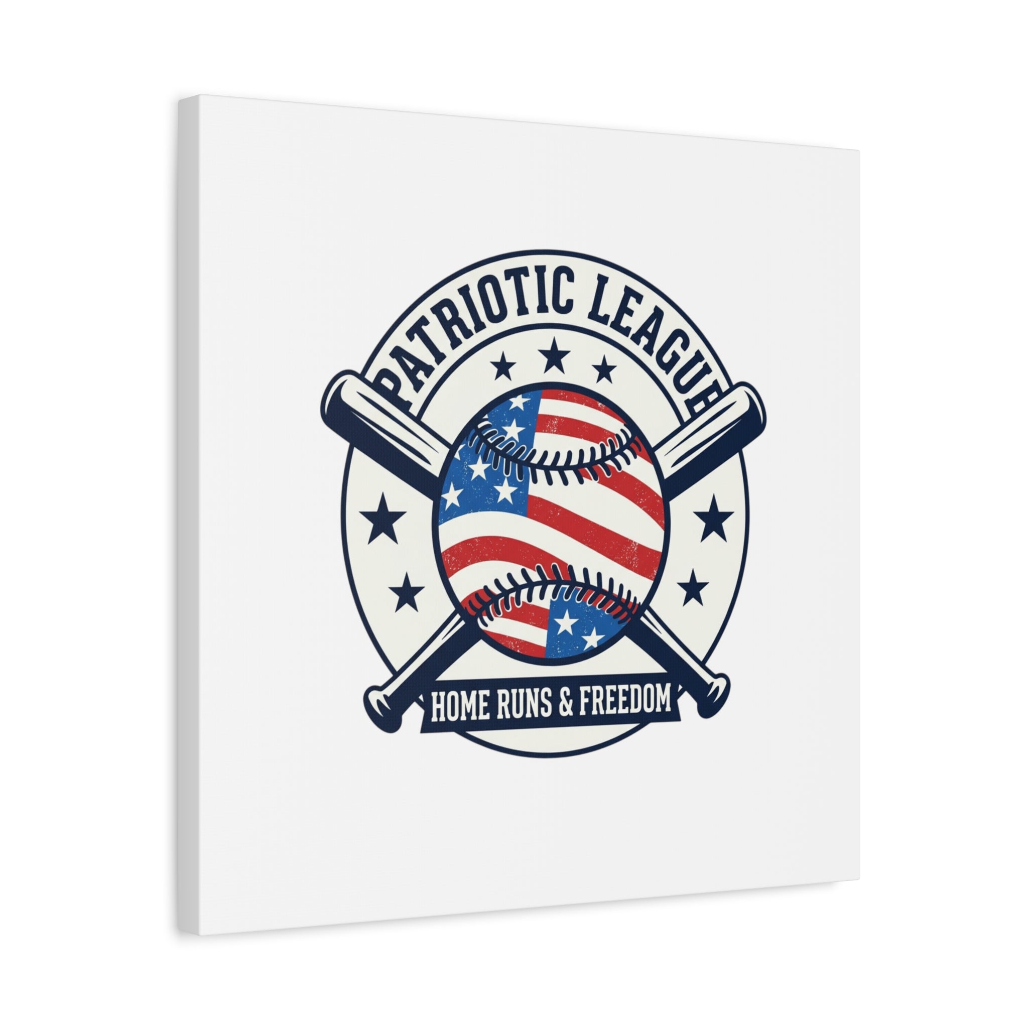 Patriotic Baseball Emblem Canvas | Vintage Red White Blue Baseball Wall Art