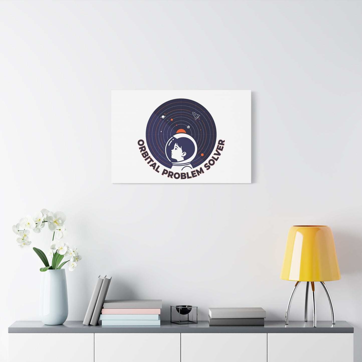 Orbital Problem Solver Canvas | space mission patch, astronaut art, cosmic science