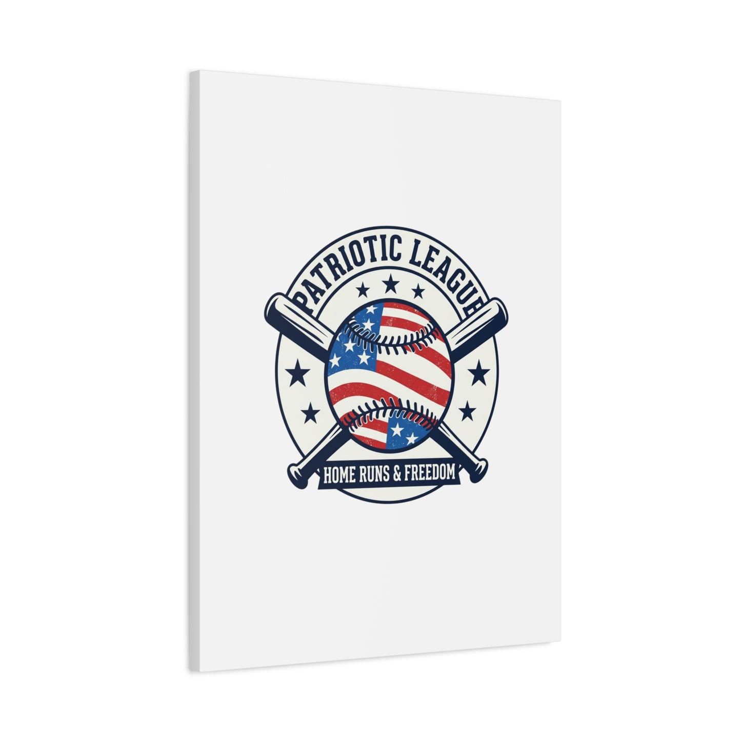 Patriotic Baseball Emblem Canvas | Vintage Red White Blue Baseball Wall Art