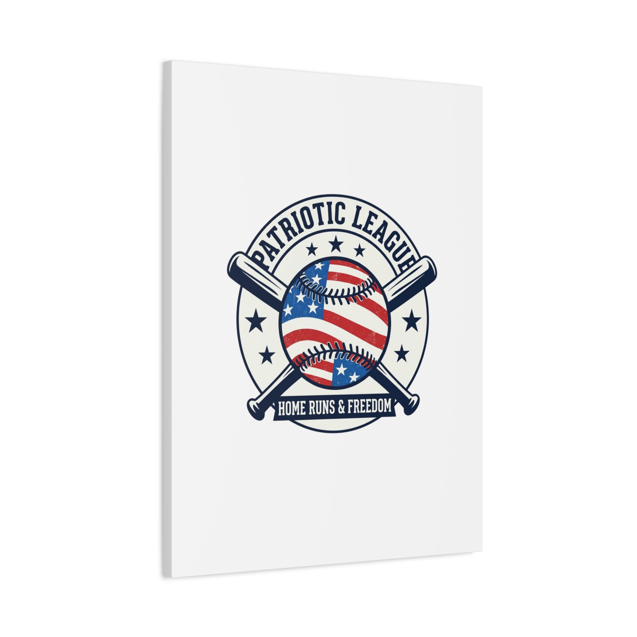 Patriotic Baseball Emblem Canvas | Vintage Red White Blue Baseball Wall Art