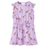 Children's dress with ruffled sleeves and waistband, size 104.
