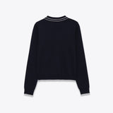 Color blocking stitching long sleeved knitted fabric
