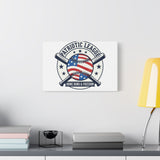 Patriotic Baseball Emblem Canvas | Vintage Red White Blue Baseball Wall Art