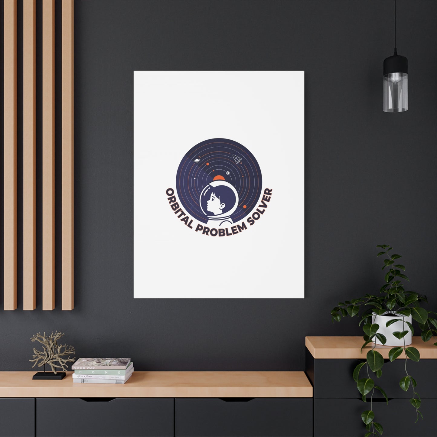 Orbital Problem Solver Canvas | space mission patch, astronaut art, cosmic science