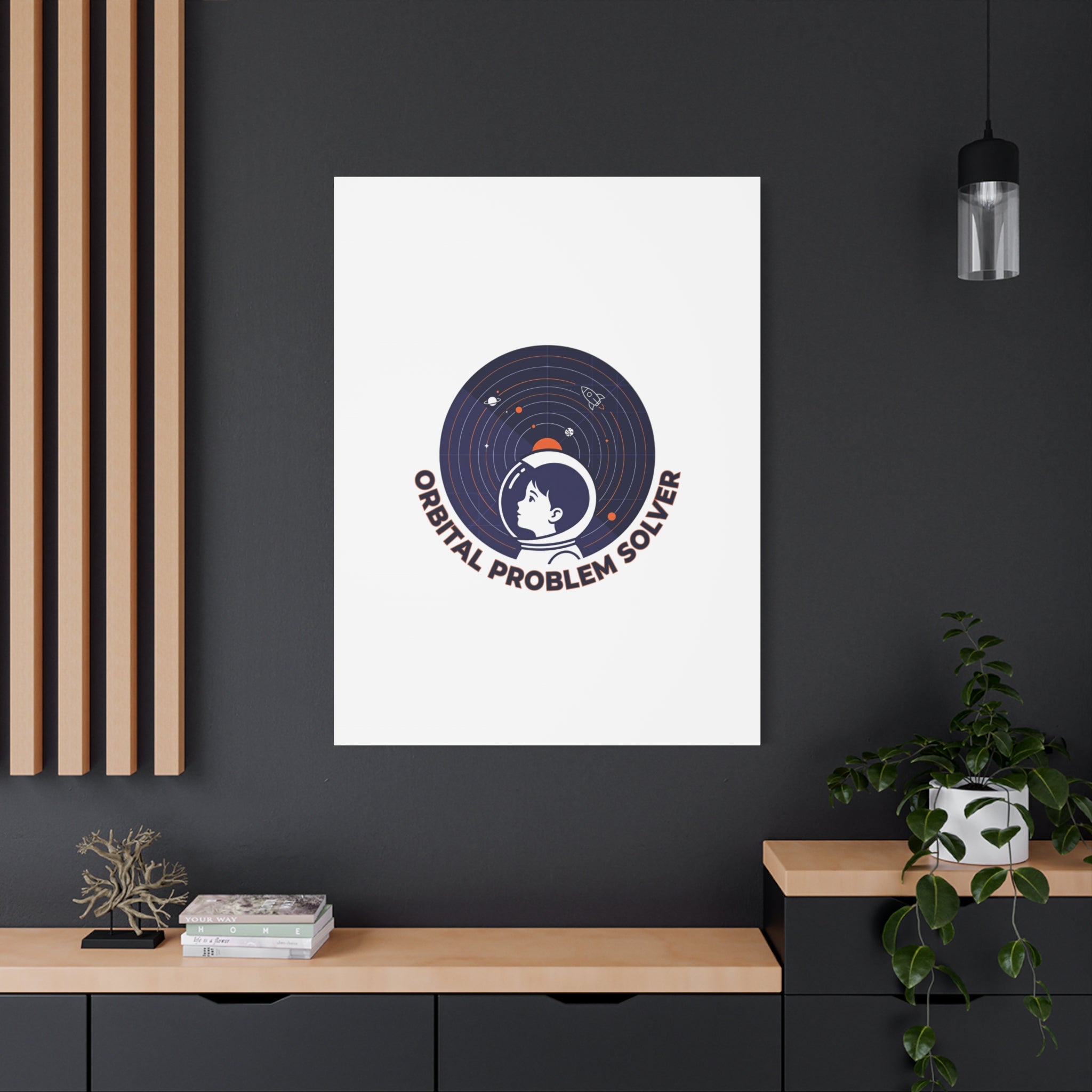 Orbital Problem Solver Canvas | space mission patch, astronaut art, cosmic science