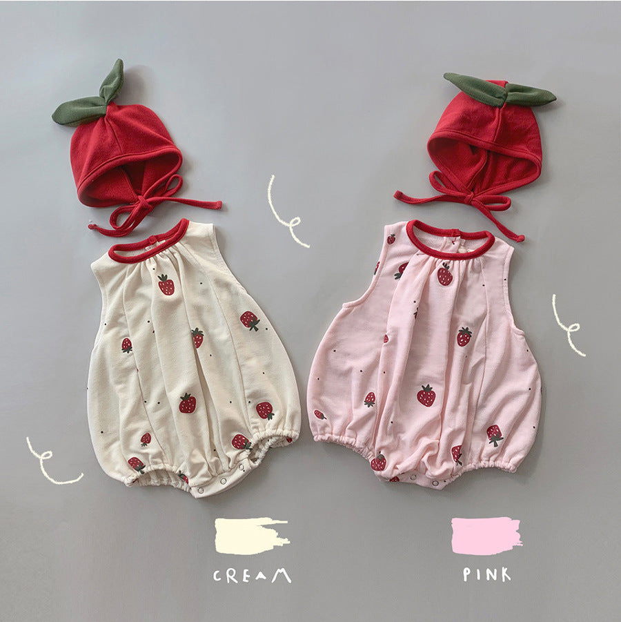 Cute Full-print Strawberry Vest Baby One-piece Romper Romper