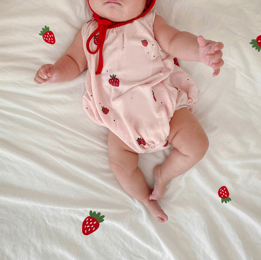 Cute Full-print Strawberry Vest Baby One-piece Romper Romper