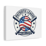 Patriotic Baseball Emblem Canvas | Vintage Red White Blue Baseball Wall Art