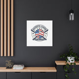 Patriotic Baseball Emblem Canvas | Vintage Red White Blue Baseball Wall Art