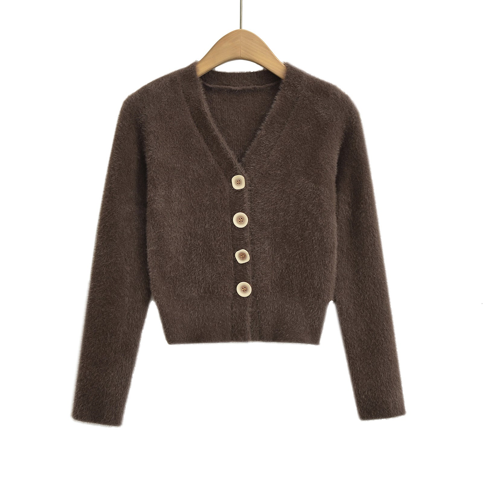 V-neck single breasted long sleeved top cardigan sweater