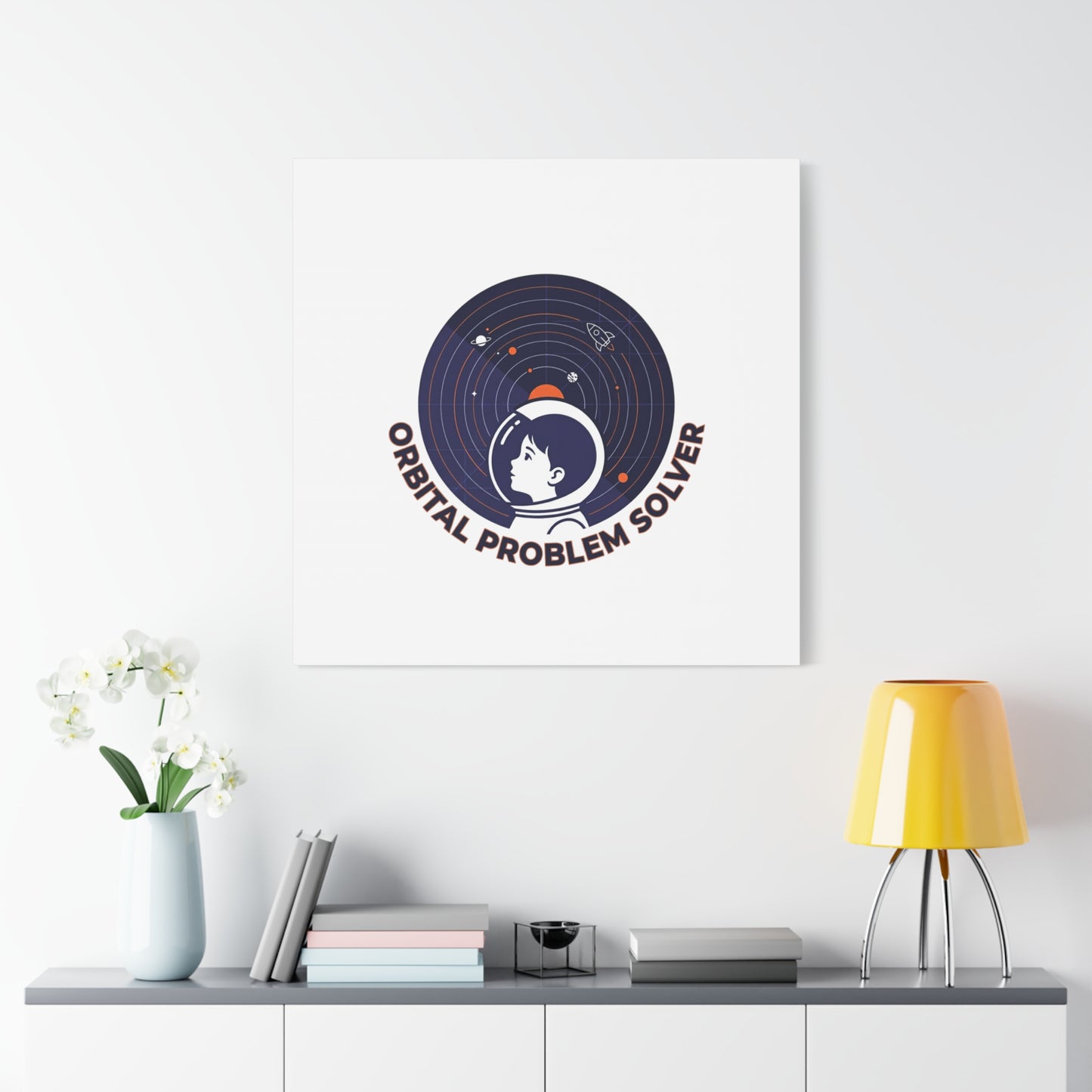 Orbital Problem Solver Canvas | space mission patch, astronaut art, cosmic science
