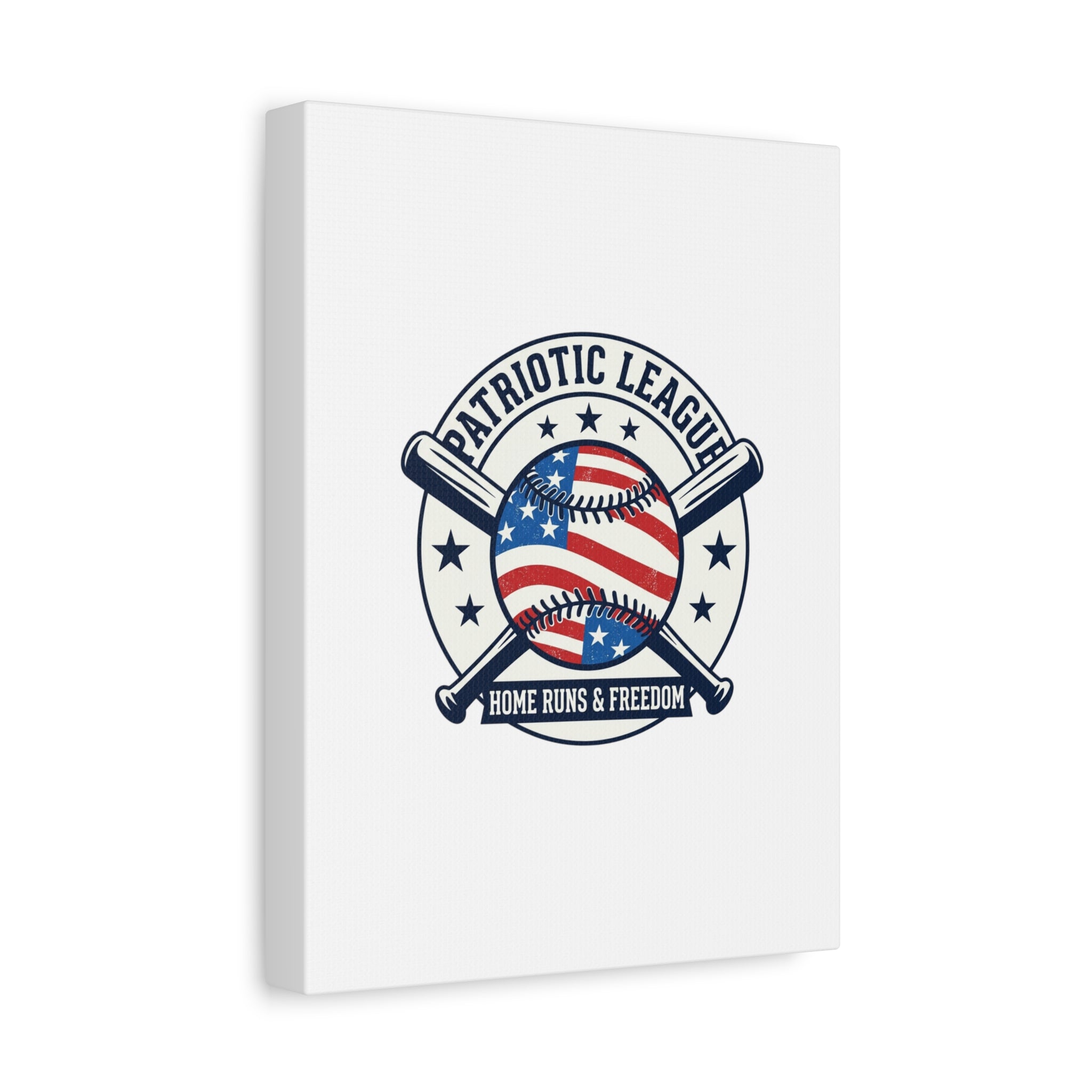 Patriotic Baseball Emblem Canvas | Vintage Red White Blue Baseball Wall Art