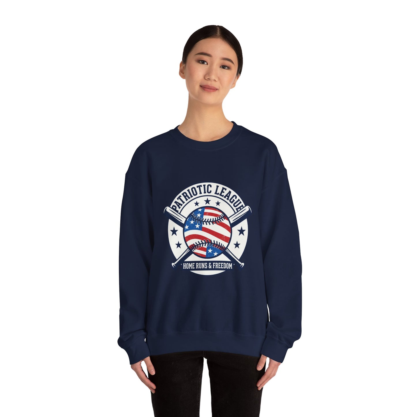 Patriotic Baseball Graphic Sweatshirt | vintage baseball graphic, red white blue shirt
