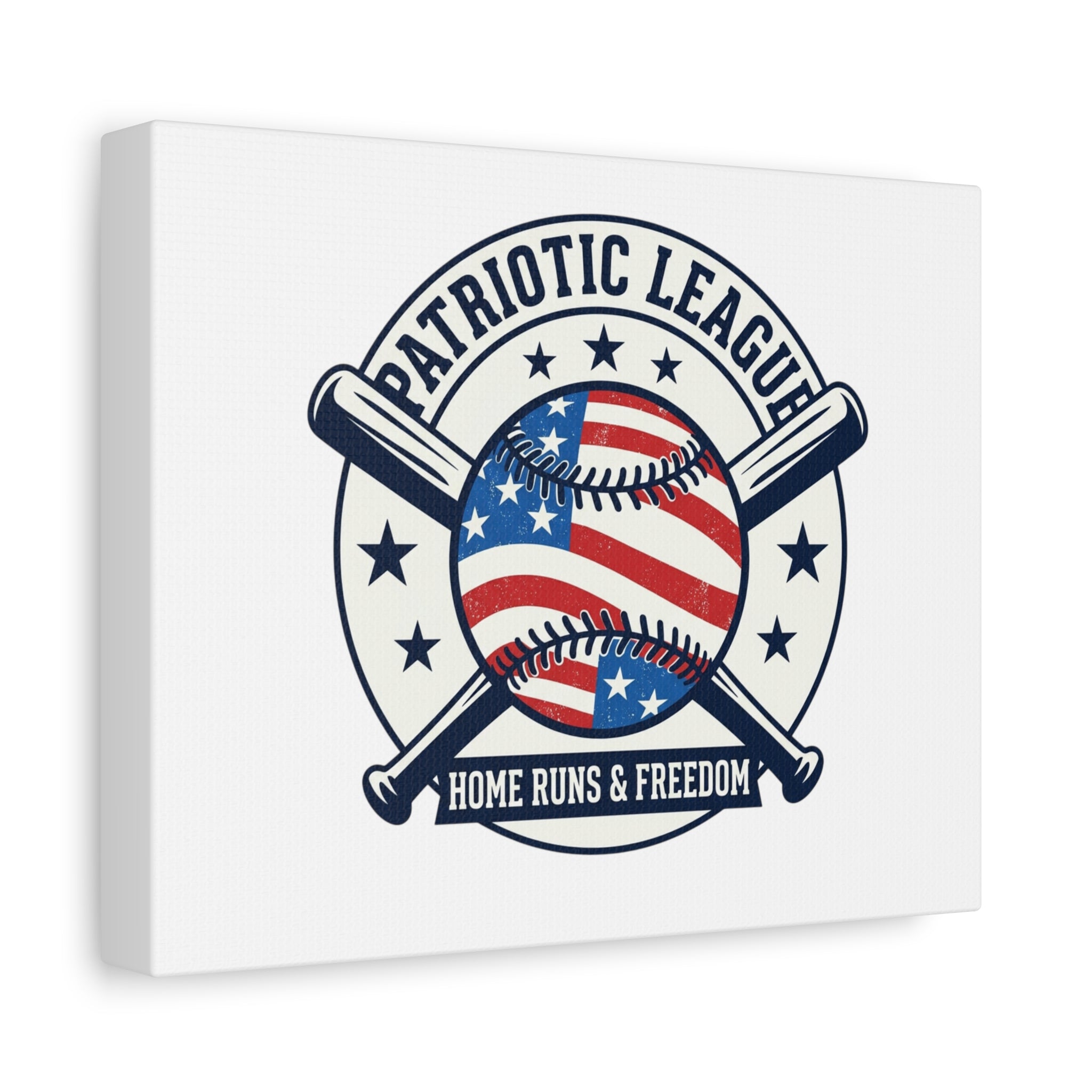 Patriotic Baseball Emblem Canvas | Vintage Red White Blue Baseball Wall Art