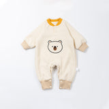 Baby Fleece-lined Cartoon Bear Thickened Jumpsuit