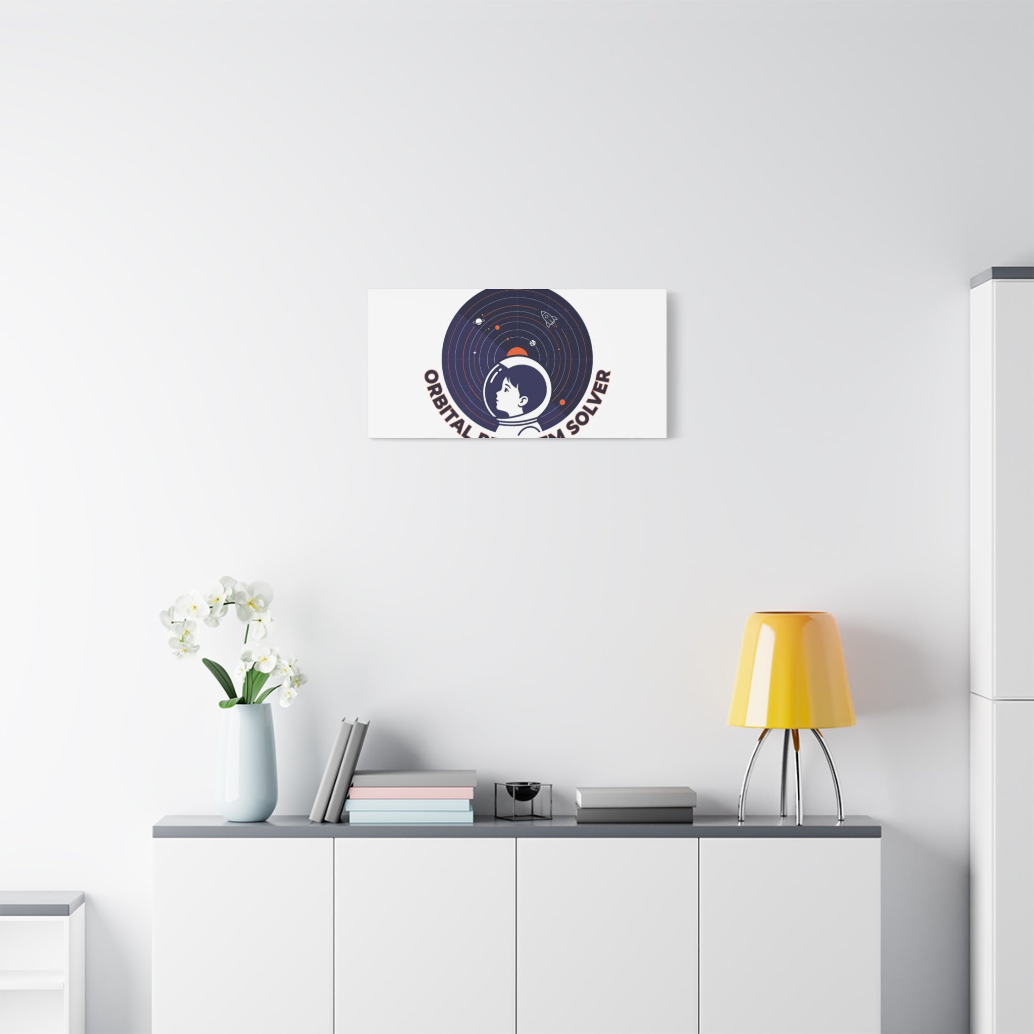 Orbital Problem Solver Canvas | space mission patch, astronaut art, cosmic science