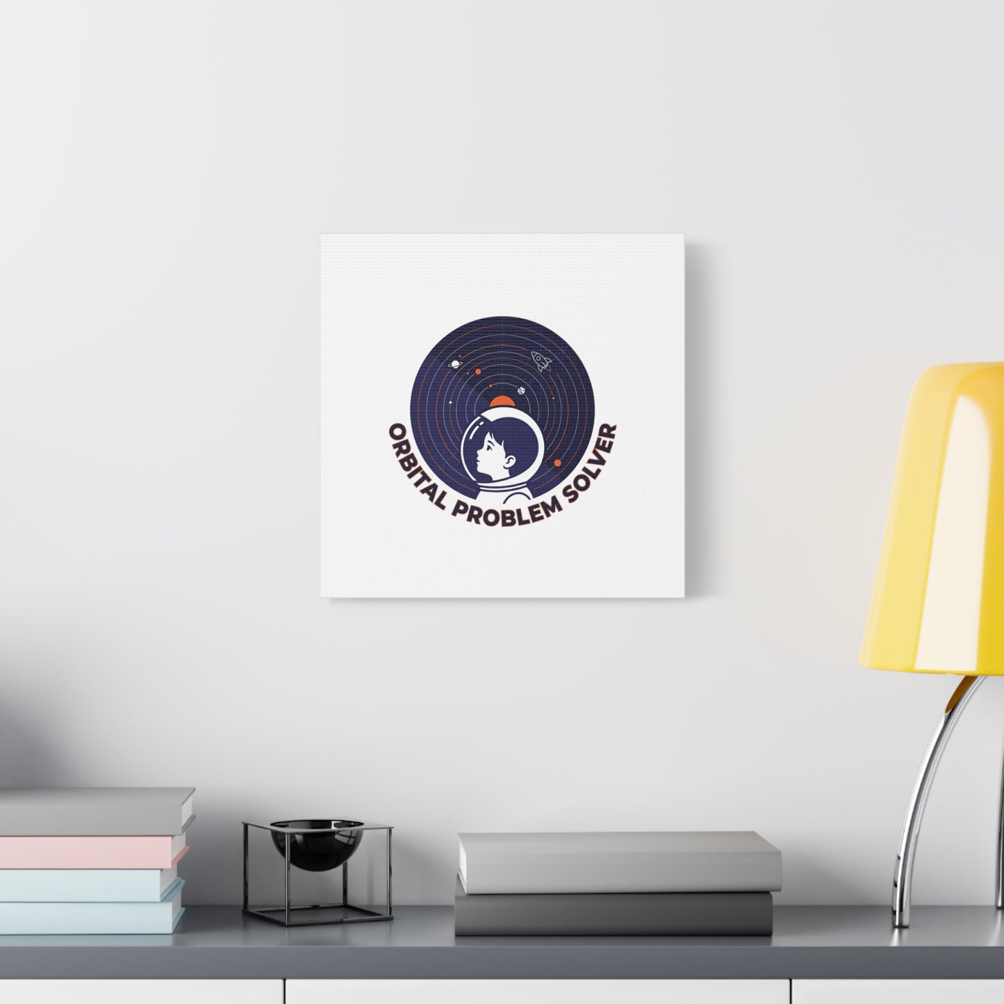 Orbital Problem Solver Canvas | space mission patch, astronaut art, cosmic science