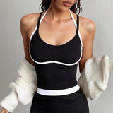 Sporty Minimalist Style Patchwork-edged Camisole