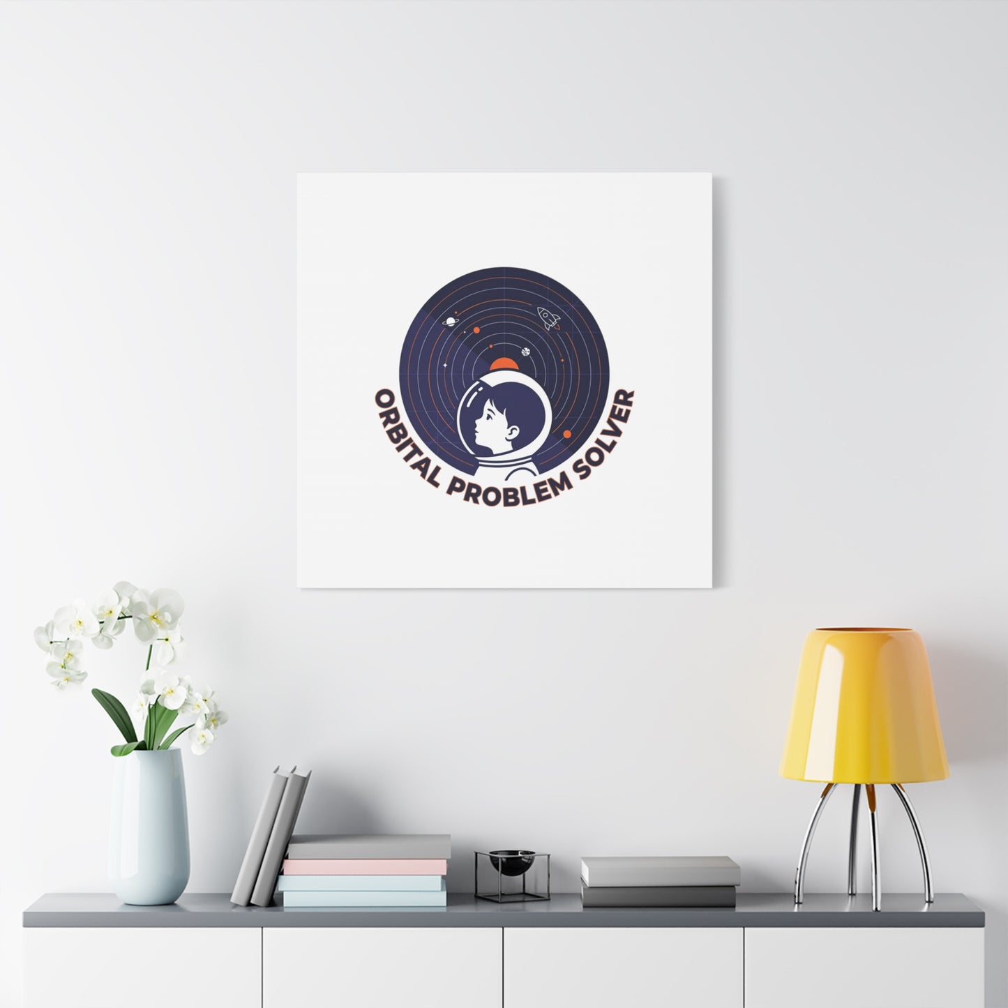 Orbital Problem Solver Canvas | space mission patch, astronaut art, cosmic science