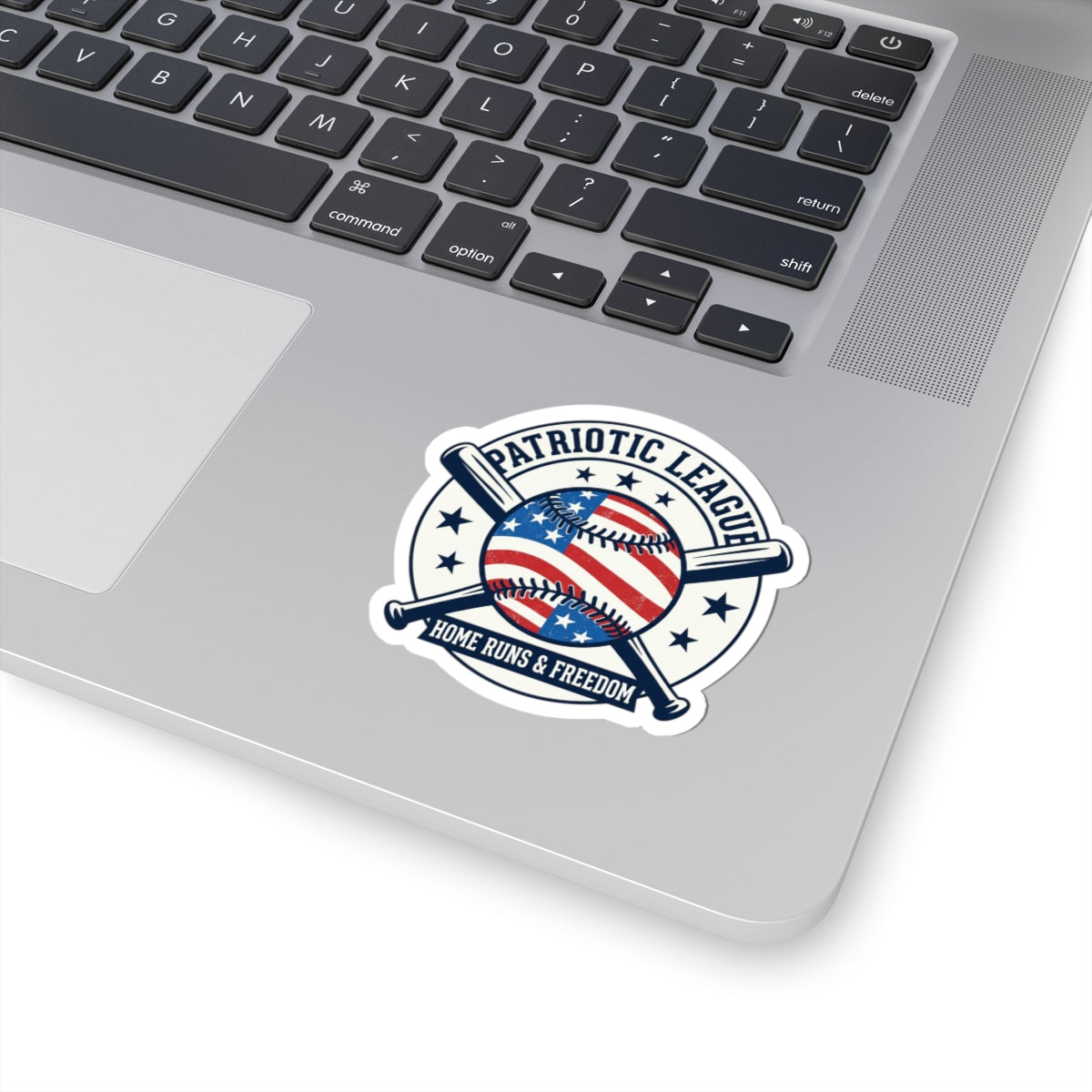 Patriotic Baseball Logo Sticker | Kiss-Cut, Vintage Ballpark Aesthetic