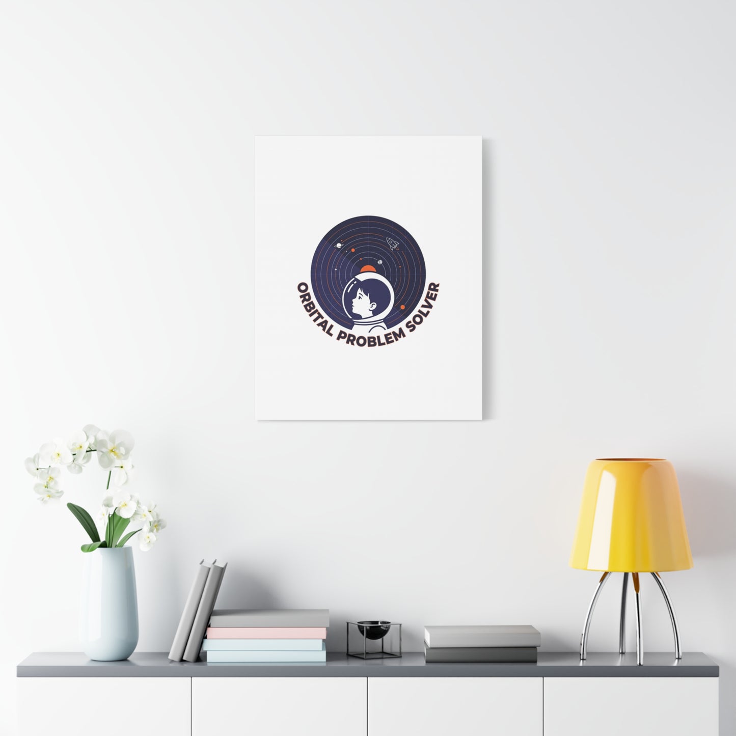 Orbital Problem Solver Canvas | space mission patch, astronaut art, cosmic science